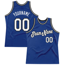 Load image into Gallery viewer, Custom Royal White-Black Authentic Throwback Basketball Jersey
