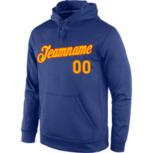 Load image into Gallery viewer, Custom Stitched Royal Gold-Orange Sports Pullover Sweatshirt Hoodie
