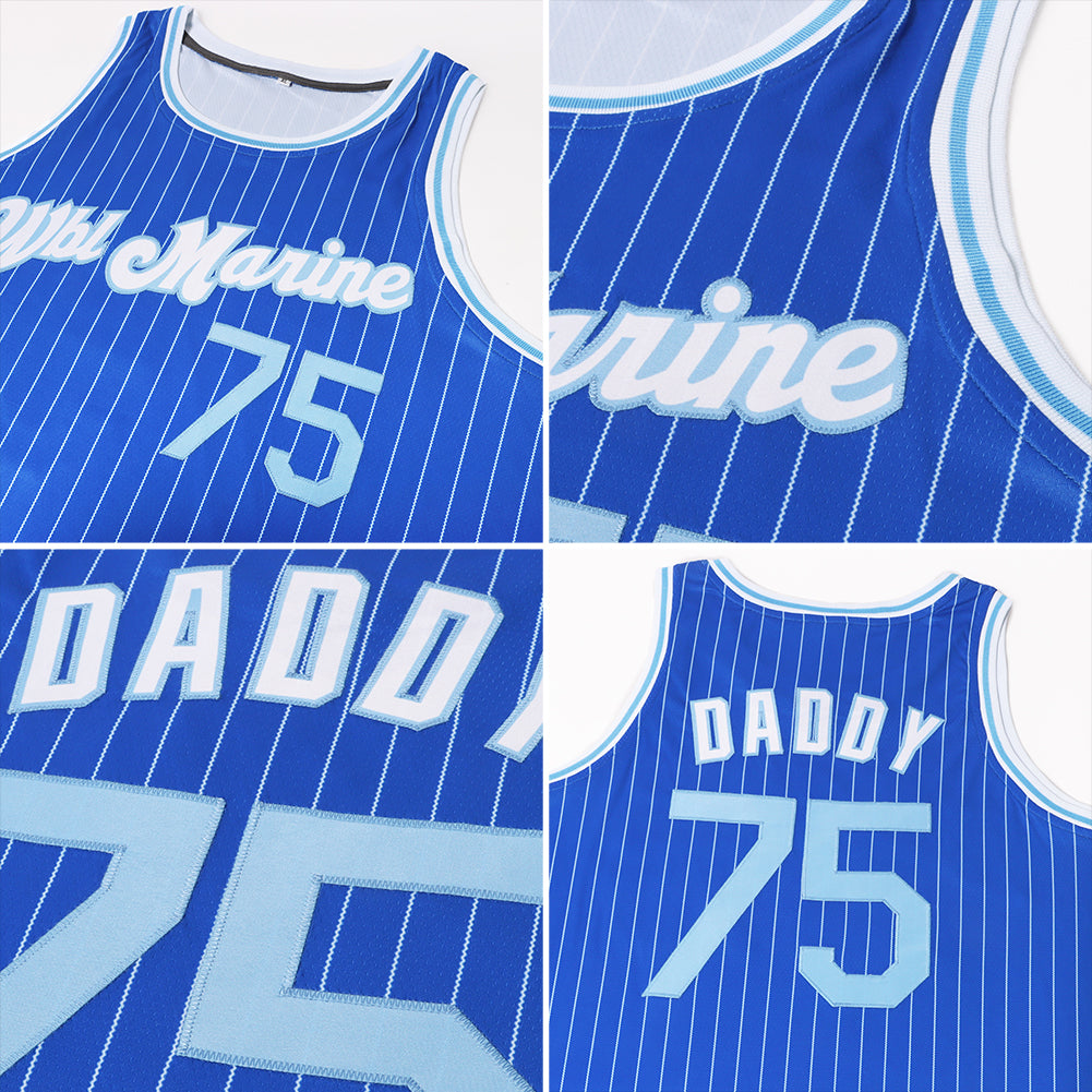 Custom Own Royal White Light Blue Basketball Stitched Jersey Free