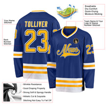 Load image into Gallery viewer, Custom Royal Gold-White Hockey Jersey
