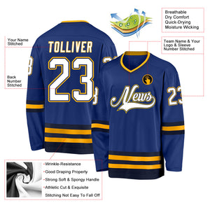 Custom Royal White-Navy Hockey Jersey