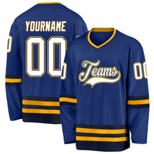 Load image into Gallery viewer, Custom Royal White-Navy Hockey Jersey
