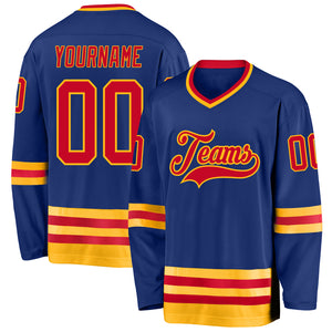 Custom Royal Red-Gold Hockey Jersey