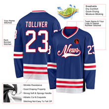 Load image into Gallery viewer, Custom Royal White-Red Hockey Jersey
