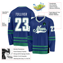 Laden Sie das Bild in den Galerie-Viewer, Custom Royal White-Kelly Green Hockey Jersey
