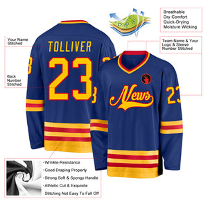 Custom Royal Gold-Red Hockey Jersey