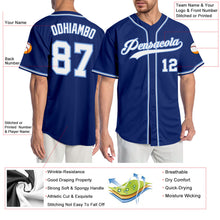 Laden Sie das Bild in den Galerie-Viewer, Custom Royal White-Light Blue Authentic Baseball Jersey
