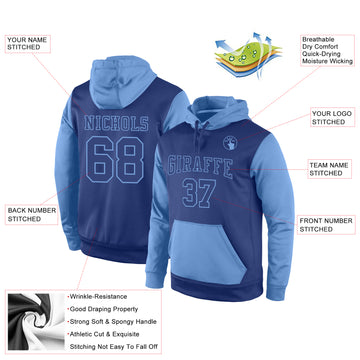 Custom Stitched Royal Royal-Light Blue Sports Pullover Sweatshirt Hoodie