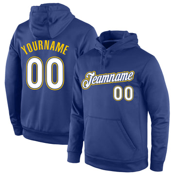 Custom Stitched Royal White-Gold Sports Pullover Sweatshirt Hoodie