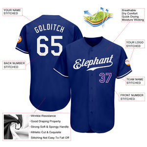 Custom Royal White-Purple Authentic Baseball Jersey