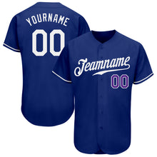 Load image into Gallery viewer, Custom Royal White-Purple Authentic Baseball Jersey
