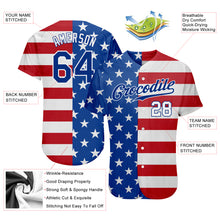 Charger l&#39;image dans la galerie, Custom Royal White-Red American Flag Fashion Authentic Baseball Jersey
