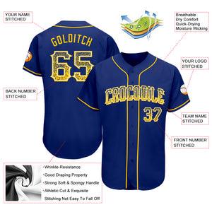 Custom Royal Gold-White Authentic Drift Fashion Baseball Jersey
