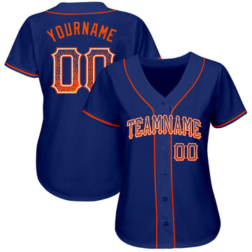 Custom Royal Orange-White Authentic Drift Fashion Baseball Jersey