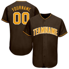 Load image into Gallery viewer, Custom Brown Gold-White Baseball Jersey
