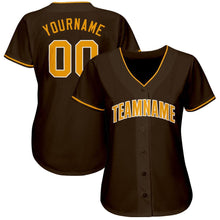 Load image into Gallery viewer, Custom Brown Gold-White Baseball Jersey
