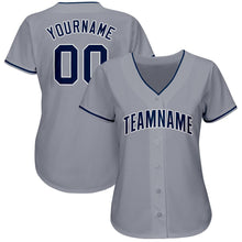 Load image into Gallery viewer, Custom Gray Navy-White Baseball Jersey

