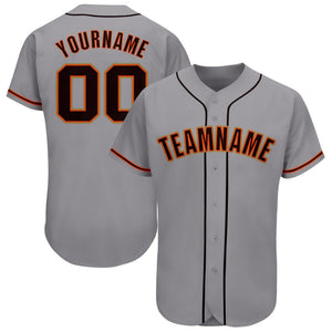 Custom Gray Black-Orange Baseball Jersey