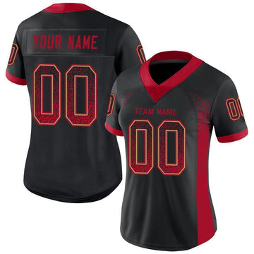 Custom Black Red-Old Gold Mesh Drift Fashion Football Jersey