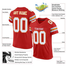 Load image into Gallery viewer, Custom Scarlet White-Gold Mesh Authentic Football Jersey
