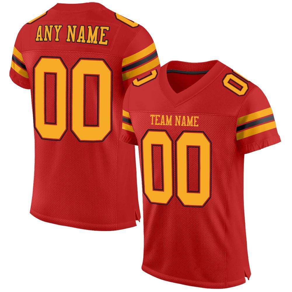 Custom Scarlet Gold-Black Mesh Authentic Football Jersey