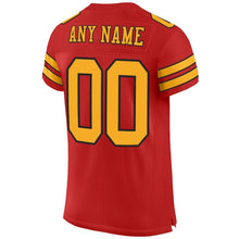 Load image into Gallery viewer, Custom Scarlet Gold-Black Mesh Authentic Football Jersey
