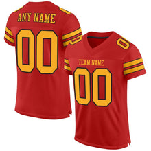 Load image into Gallery viewer, Custom Scarlet Gold-Black Mesh Authentic Football Jersey
