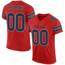 Load image into Gallery viewer, Custom Scarlet Navy-Light Gray Mesh Authentic Football Jersey
