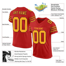 Load image into Gallery viewer, Custom Scarlet Gold-Black Mesh Authentic Football Jersey
