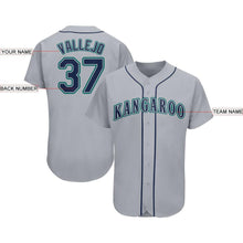 Load image into Gallery viewer, Custom Gray Navy-Teal Baseball Jersey
