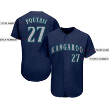 Load image into Gallery viewer, Custom Navy Gray-Teal Baseball Jersey
