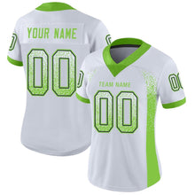 Laden Sie das Bild in den Galerie-Viewer, Custom White Neon Green-Navy Mesh Drift Fashion Football Jersey
