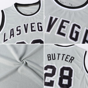 Custom Gray White-Purple Authentic Throwback Basketball Jersey