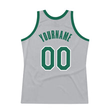 Load image into Gallery viewer, Custom Gray Kelly Green-White Authentic Throwback Basketball Jersey

