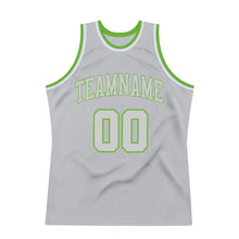 Load image into Gallery viewer, Custom Gray Gray-Neon green Authentic Throwback Basketball Jersey
