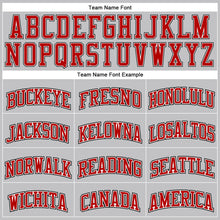 Load image into Gallery viewer, Custom Gray Black Pinstripe Red-White Authentic Basketball Jersey
