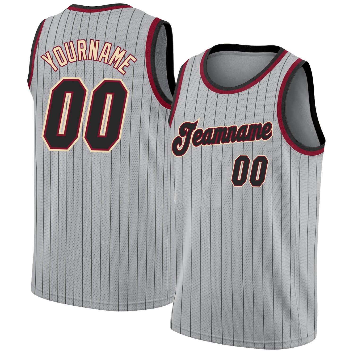Cheap Custom Gray Black Pinstripe Black-Maroon Authentic Basketball Jersey  Free Shipping – CustomJerseysPro