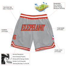 Laden Sie das Bild in den Galerie-Viewer, Custom Gray Orange-White Authentic Throwback Basketball Shorts
