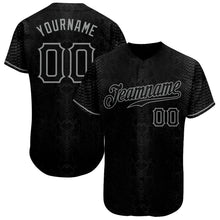 Load image into Gallery viewer, Custom Black Snakeskin Black-Gray 3D Pattern Design Authentic Baseball Jersey
