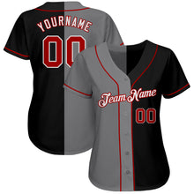 Laden Sie das Bild in den Galerie-Viewer, Custom Black Red-Gray Authentic Split Fashion Baseball Jersey
