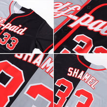 Laden Sie das Bild in den Galerie-Viewer, Custom Black Red-Gray Authentic Split Fashion Baseball Jersey
