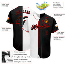 Laden Sie das Bild in den Galerie-Viewer, Custom White-Black Red Authentic Split Fashion Baseball Jersey
