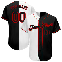 Laden Sie das Bild in den Galerie-Viewer, Custom White-Black Red Authentic Split Fashion Baseball Jersey
