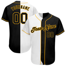 Laden Sie das Bild in den Galerie-Viewer, Custom White-Black Gold Authentic Split Fashion Baseball Jersey
