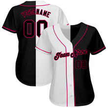 Load image into Gallery viewer, Custom White-Black Pink Authentic Split Fashion Baseball Jersey
