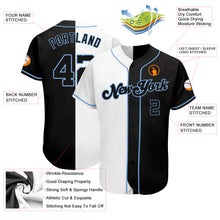 Load image into Gallery viewer, Custom White-Black Light Blue Authentic Split Fashion Baseball Jersey
