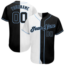 Load image into Gallery viewer, Custom White-Black Light Blue Authentic Split Fashion Baseball Jersey

