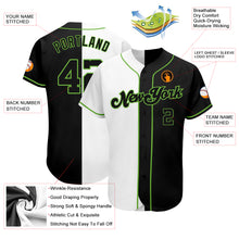 Laden Sie das Bild in den Galerie-Viewer, Custom White-Black Neon Green Authentic Split Fashion Baseball Jersey
