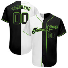 Laden Sie das Bild in den Galerie-Viewer, Custom White-Black Neon Green Authentic Split Fashion Baseball Jersey
