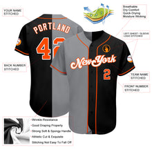 Load image into Gallery viewer, Custom Black Orange-Gray Authentic Split Fashion Baseball Jersey
